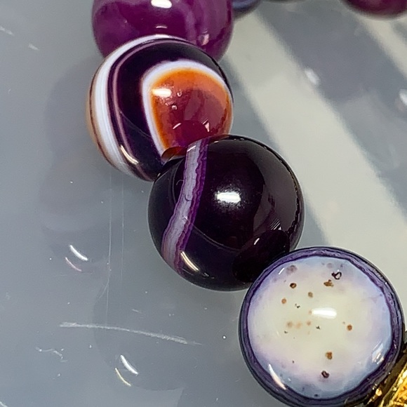 BANDED AGATE STONES NATURAL BRACELET size 6” - Picture 4 of 7